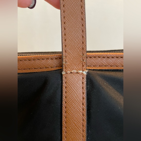 MICHAEL KORS Saffiano Leather Trimmed Nylon Large Shoulder Bag Black Tan - Picture 14 of 15